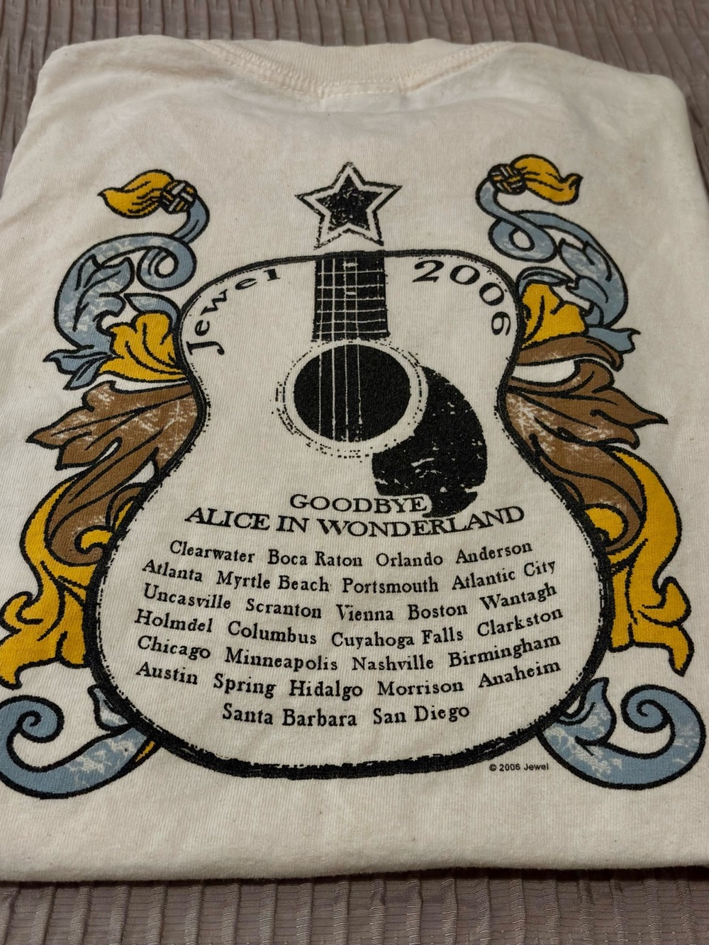 JEWEL 2006 Concert Goodbye Alice In Wonderland Short Sleeve Tee - Off-White